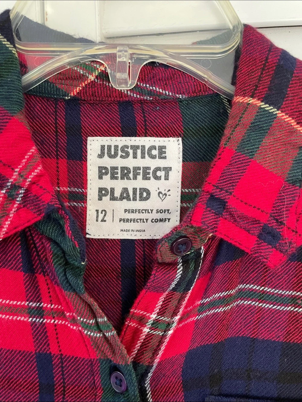 Justice Red, Green & Navy Plaid Button-Down Shirt for Kids